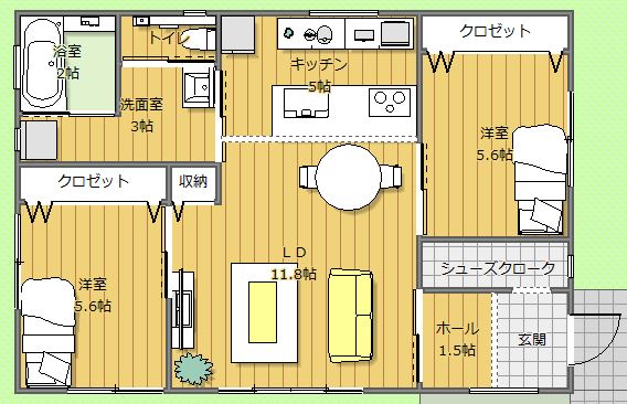 平屋間取り図